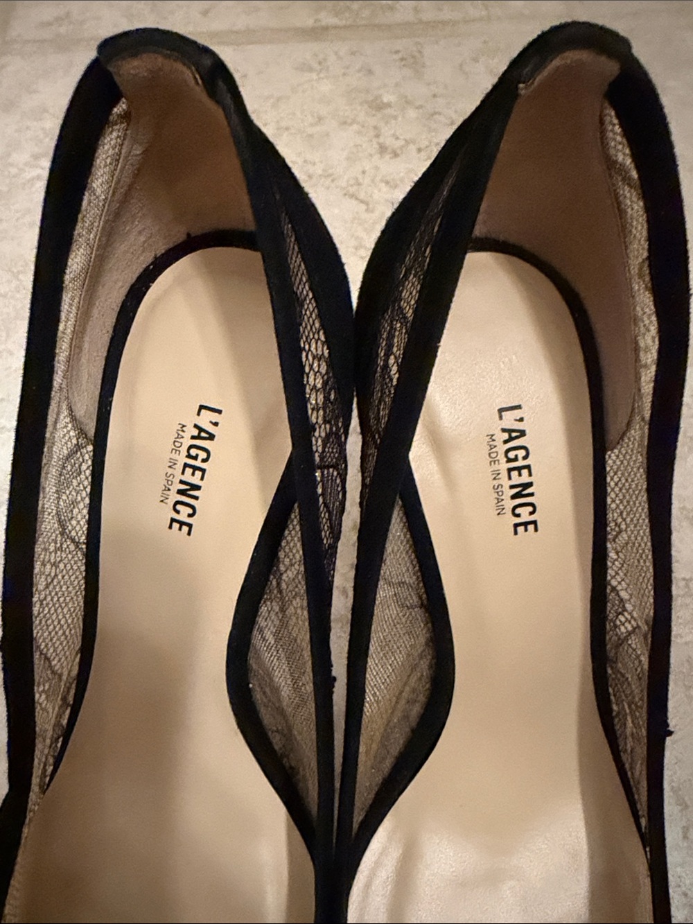 L'AGENCE Simone Black Lace Pointed Toe Heels - Picture 3 of 6